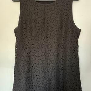 Banana Republic black lace long length sleeveless top back zipper size 12